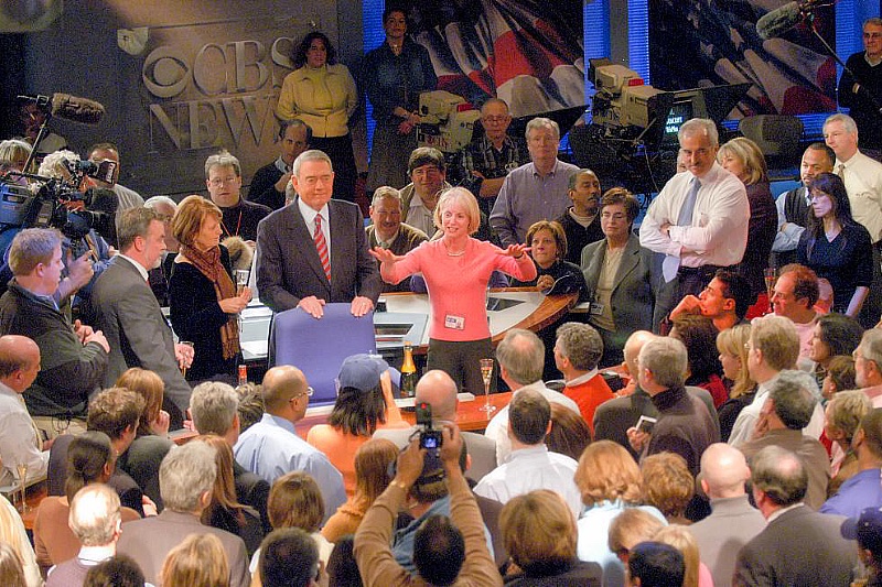 Marcy McGinnis and Dan Rather in the CBS Studio Marcy McGinnis and Dan Rather in the CBS Studio
