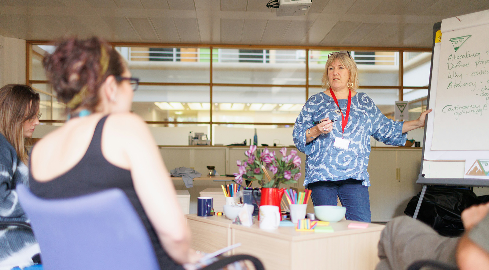 woman leading a workshop