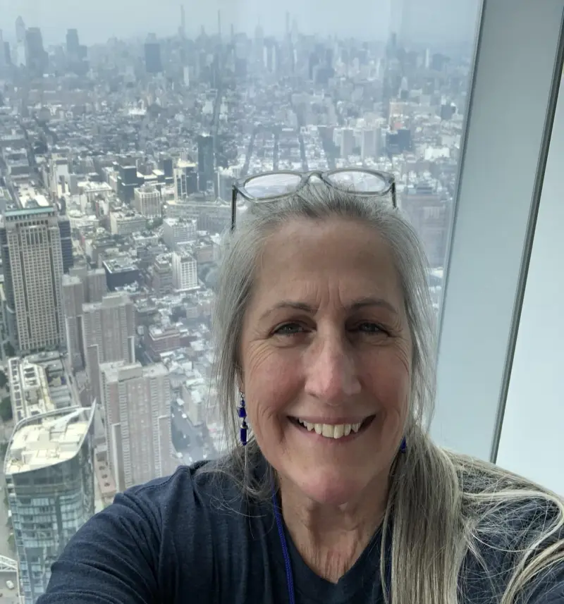 Eaton on the 102nd floor of the Freedom Towers, during the foundation’s annual Tower Climb. 